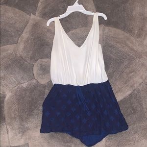 Blue and White Romper